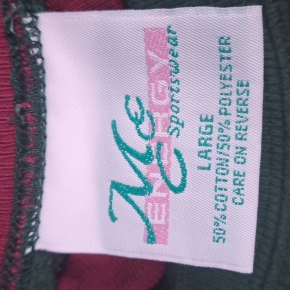 Vintage embroidered textured double collar dark green & burgundy LG sweatshirt - Picture 5 of 5